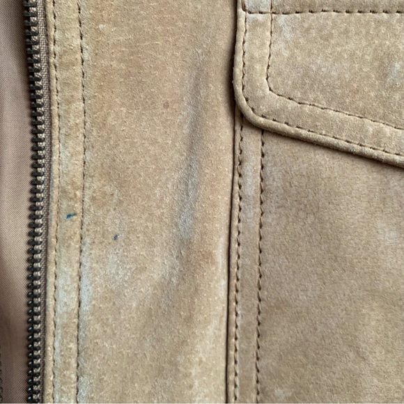 Suede lined beige tan moto jacket, women's, zipper closure, NY & Co | large - Picture 5 of 9